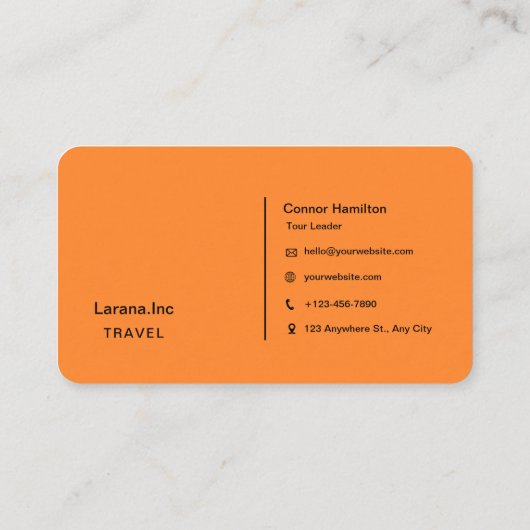 Carte de visite de voyage simple orange et noir (Dos)