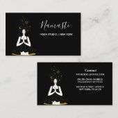 Carte de visite de Yoga céleste noir et or (Devant / Derrière)
