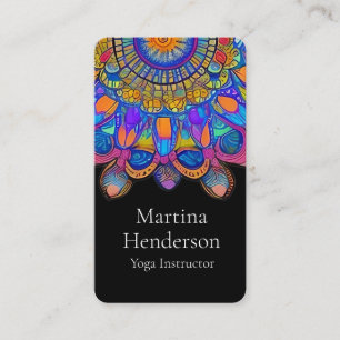 Carte de visite de Yoga Mandala bleu et or