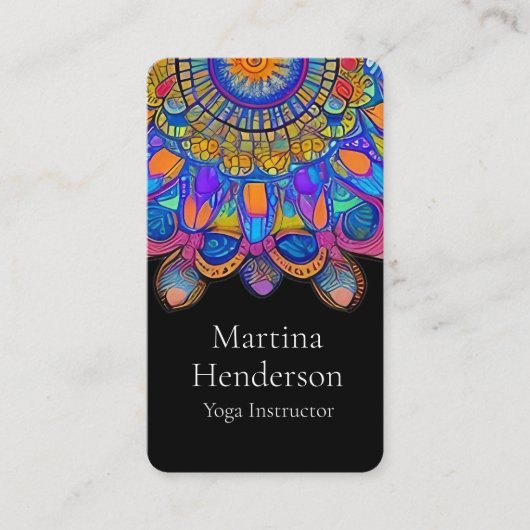 Carte de visite de Yoga Mandala bleu et or (Devant)