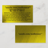 CARTE DE VISITE de zazzle.com/nedhreece*" - (Devant / Derrière)