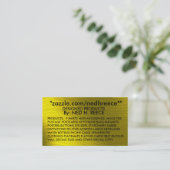 CARTE DE VISITE de zazzle.com/nedhreece*" - (Debout devant)