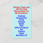 Carte de visite de Zazzle du type (Dos)