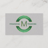 Carte De Visite Dealer Trader Green Gold Monogramme Professionnel (Devant)