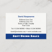 Carte de visite d'eau minérale et boissons. (Dos)