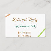 Carte De Visite Débarquons avec un pull de Noël moche partyorange (Dos)