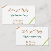 Carte De Visite Débarquons avec un pull de Noël moche partyorange (Devant / Derrière)