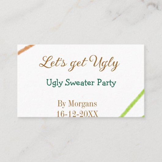 Carte De Visite Débarquons avec un pull de Noël moche partyorange (Devant)