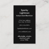 Carte De Visite Débouchés électriques de compagnie d'électricité (Dos)