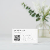 Carte De Visite Debout, Simplement | Code et logo QR | Blanc (Debout devant)