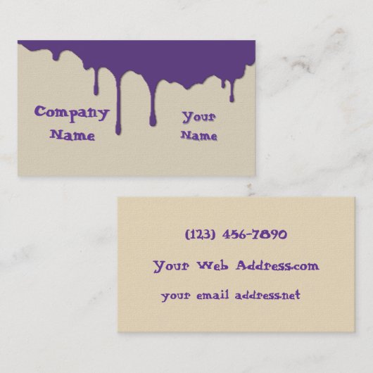 Carte De Visite Déchets de peinture artiste amusant violet (Devant / Derrière)