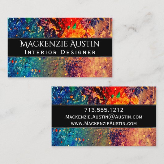 Carte De Visite Déchirure psychédélique | Monogramme Abstrait arc- (Devant / Derrière)