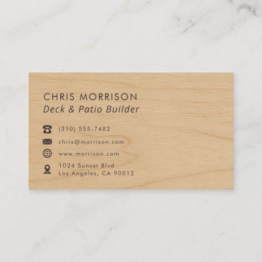 Carte De Visite Deck & Patio Builder Wood Monogram Professional (Dos)