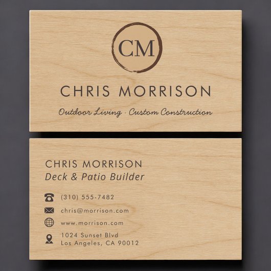 Carte De Visite Deck & Patio Builder Wood Monogram Professional