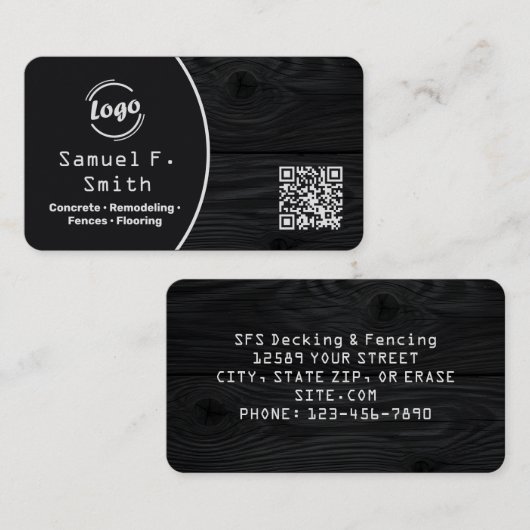 Carte De Visite Decking and Fencing Custom QR (Devant / Derrière)