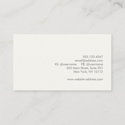 Carte de visite d'éclairage de la lampe de table (Dos)