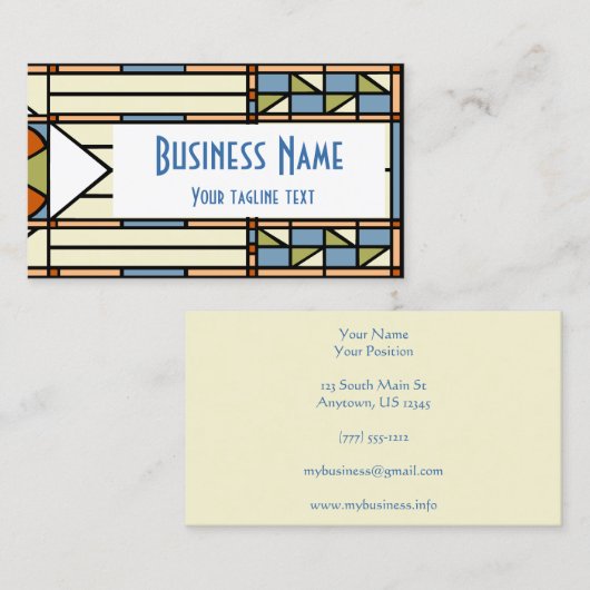 Carte De Visite Déclaration Art Déco en verre tendu (Devant / Derrière)