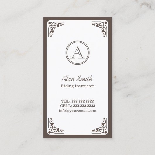 Carte De Visite Déco Art Déco Équestre Classé (Devant)