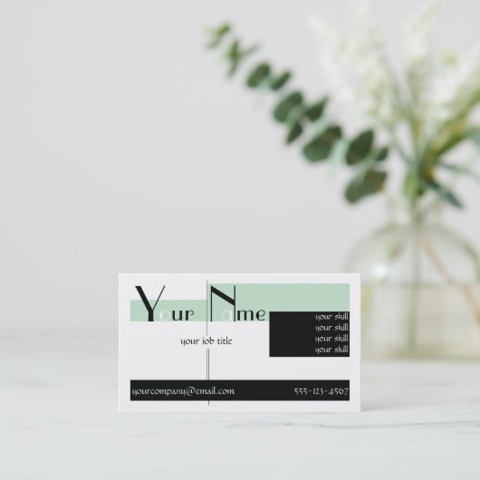 Carte De Visite Déco design noir et vert (Debout devant)