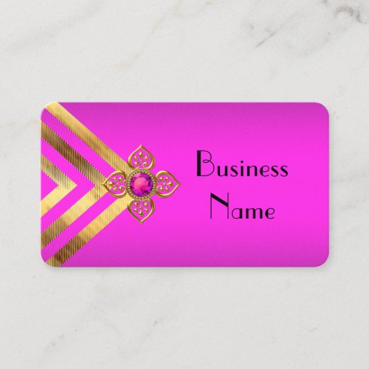 Carte De Visite Déco en bande or rose chaud (Devant)