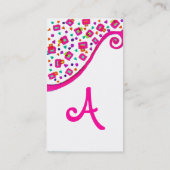 Carte De Visite DÉCO MONOGRAM Abstrait rose Fuchsia blanc (Dos)