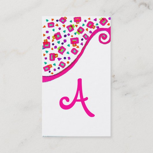Carte De Visite DÉCO MONOGRAM Abstrait rose Fuchsia blanc (Dos)