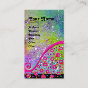 Carte De Visite DÉCO MONOGRAM Jaune rose Fuchsia Violet éclaboussu
