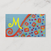 Carte De Visite DÉCO MONOGRAMME Bleu orange Jaune (Dos)