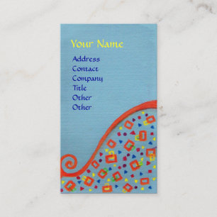 Carte De Visite DÉCO MONOGRAMME Bleu orange Jaune