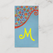 Carte De Visite DÉCO MONOGRAMME Bleu orange Jaune (Dos)
