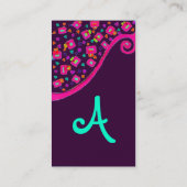 Carte De Visite DÉCO MONOGRAMME, Fuchsia rose violet (Dos)