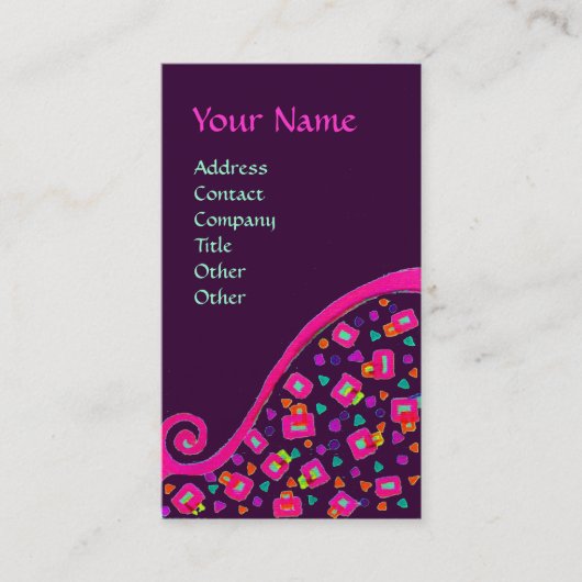 Carte De Visite DÉCO MONOGRAMME, Fuchsia rose violet (Devant)