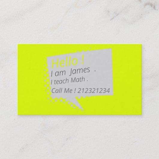 Carte De Visite Décontracté&chatty - jaune fluorescent (Devant)