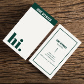 Carte De Visite Décontracté Hello Forest Green Typographie Blanc