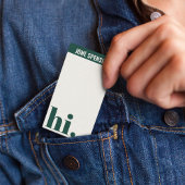 Carte De Visite Décontracté Hello Forest Green Typographie Blanc