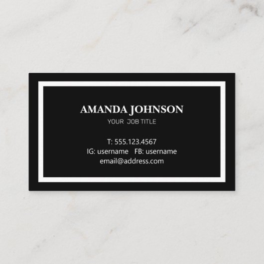 Carte De Visite Décontracté noir et blanc (Dos)