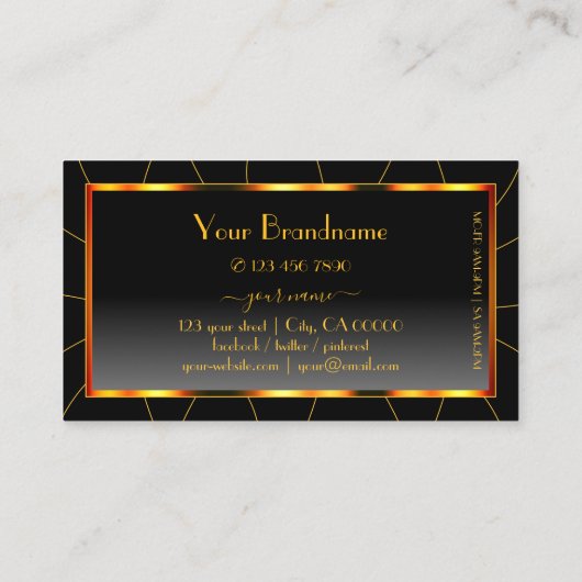 Carte De Visite Décontracté Orange Cadre noir Gradient ajouter Log (Dos)