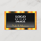 Carte De Visite Décontracté Orange Cadre noir Gradient ajouter Log (Devant)