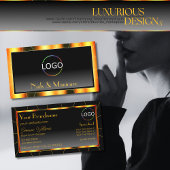 Carte De Visite Décontracté Orange Cadre noir Gradient ajouter Log