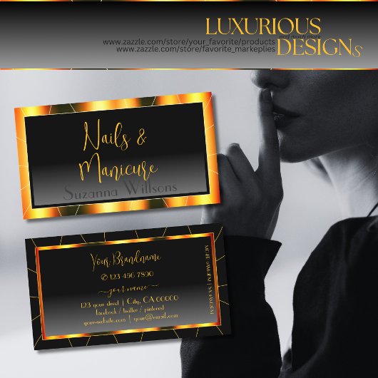 Carte De Visite Décontracté Orange Cadre Noir Gradient Identité de