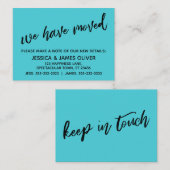 Carte De Visite Décontracté, simple Turquoise Nous avons Déménagé  (Devant / Derrière)