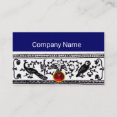 Carte De Visite DÉCOR ANTIQUE, ANIMAUX, RUBAN ROUGE, Blanc, Bleu n (Dos)