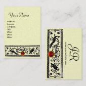 Carte De Visite DÉCOR ANTIQUE, ANIMAUX RUBY MONOGRAM noir ivoire (Devant / Derrière)
