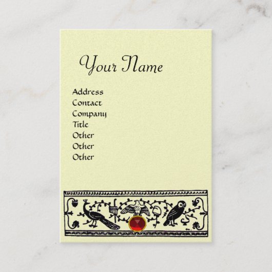 Carte De Visite DÉCOR ANTIQUE, ANIMAUX RUBY MONOGRAM noir ivoire (Devant)