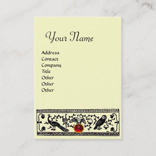 Carte De Visite DÉCOR ANTIQUE, ANIMAUX RUBY MONOGRAM noir ivoire (Devant)