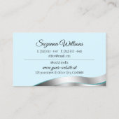 Carte De Visite Décor argenté Turquoise et intelligent avec logo d (Dos)