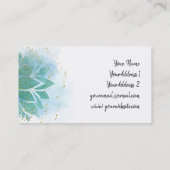 Carte De Visite Décor bleu turquoise et faux lotus parties scintil (Dos)
