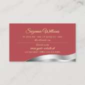 Carte De Visite Décor chic indien rouge ondulé avec initiales (Dos)