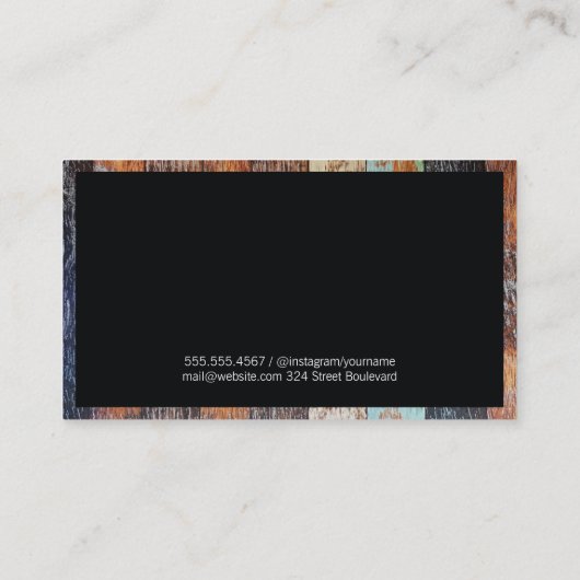 Carte De Visite Décor classique en bois | Monogramme | Professionn (Dos)