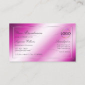 Carte De Visite Décor d'argent rose chatoyant avec monogramme et l (Dos)